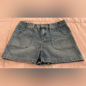 Mossimo Mossissue light blue denim jean A-line mini skirt, size S festival